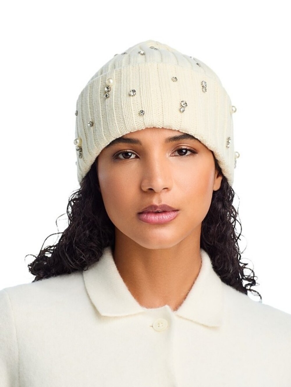 Aqua Embellished Cuff Hat - Exclusive to Bloomingdale'sColor:Off White. NWT Gift